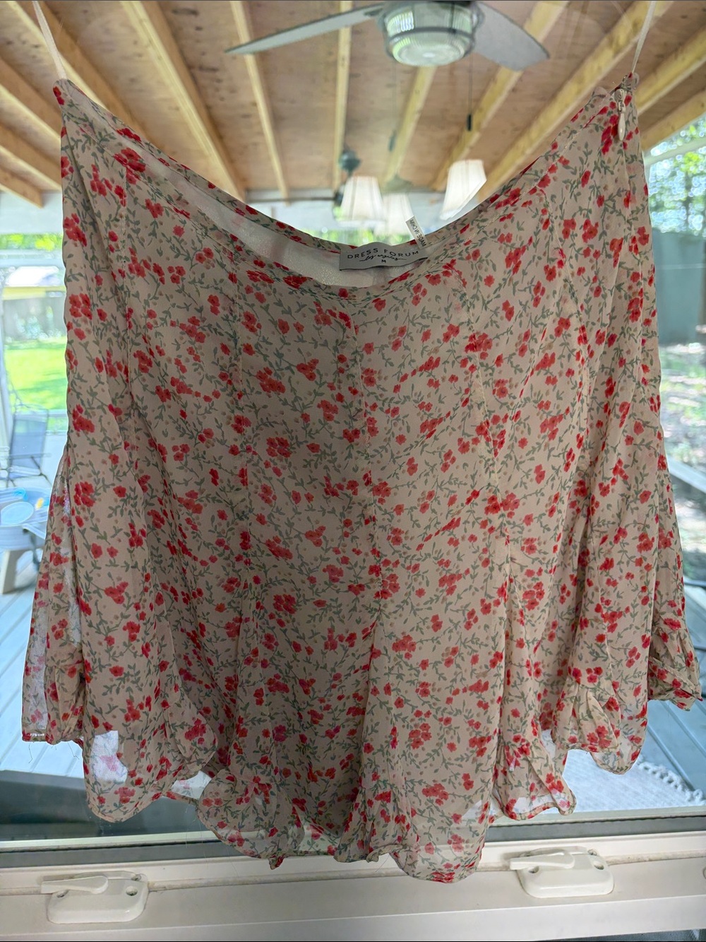 Dress Forum Cream Floral Skort with Pink Roses